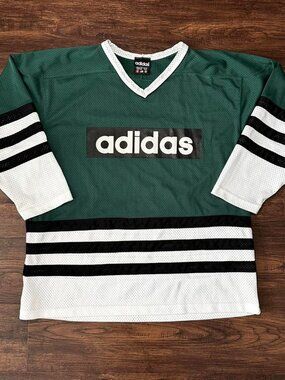ADIDAS VINTAGE 90S GREEN HOCKEY JERSEY L
